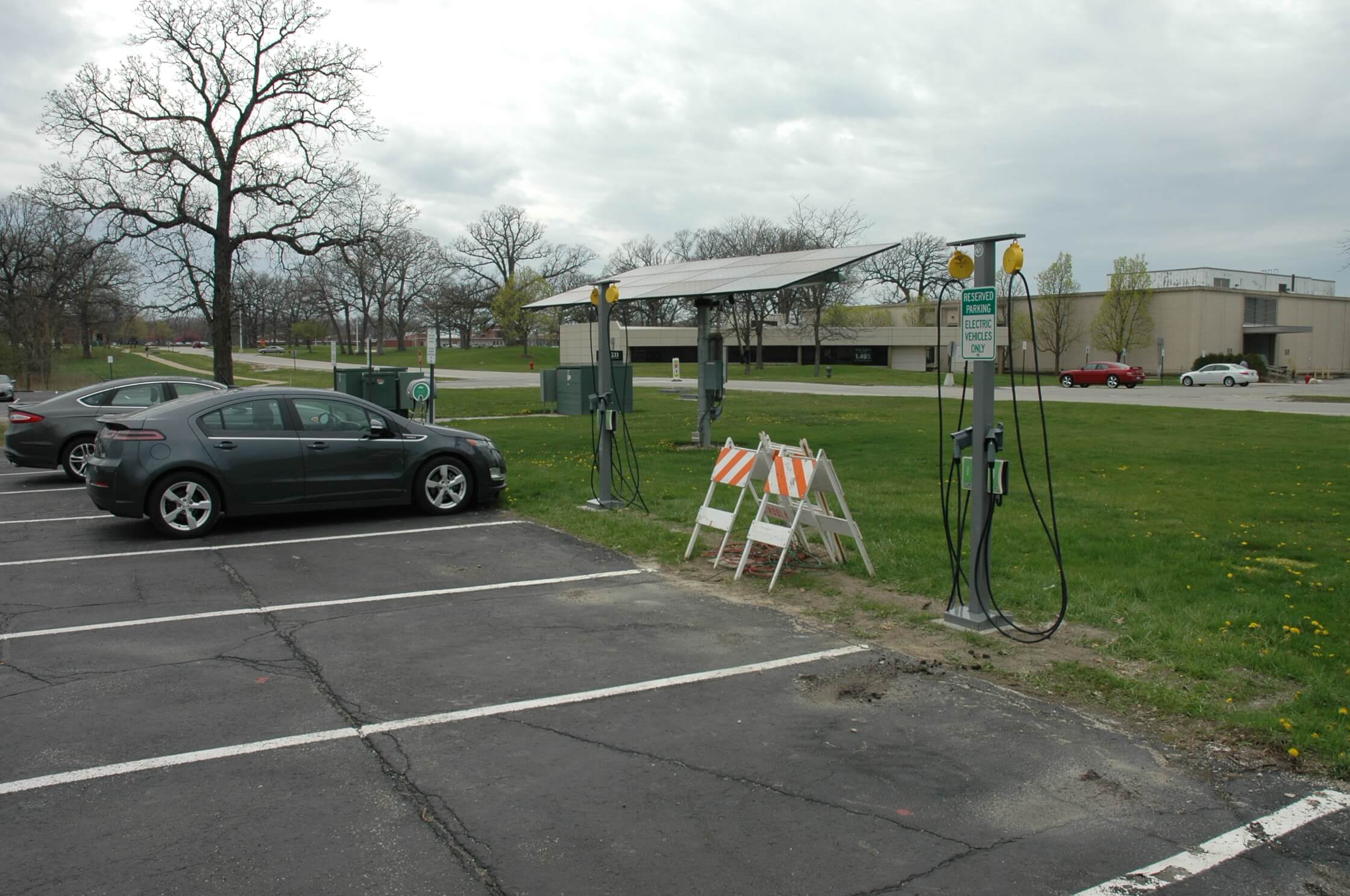 Electric vehicles charging at Argonne National Labs